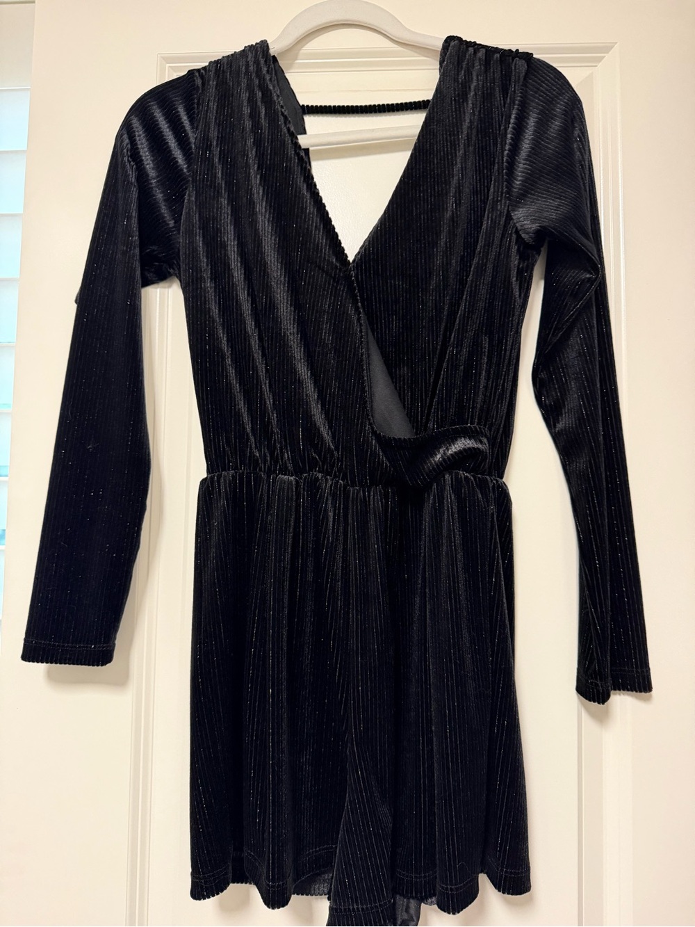 wild fable Black Ribbed Velvet Romper
